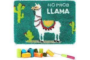 ROCKY&CHAO Latch Hook Kits Alpaca Rug Making Kits, Home Carpet Making Cushion, Latch Hook Alpaca Needlework Kits for Adults and Kids, DIY Crafting Kits for Home Decor Abstract Painting 62 X 40 cm