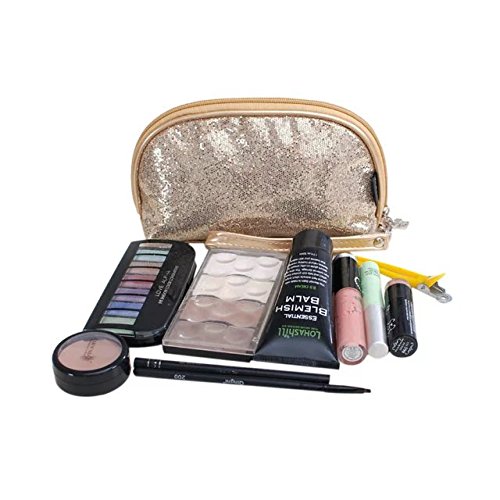 Garrelett Shimmery Sequined Top Zipper Evening Handbag Wallet Cosmetic Case Clutch Coins Purse Card Holder Cellphone Bag Organizer for Women Girls Ladies (Bronze)