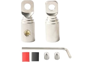 TIALECCI 0 Gauge Wire Terminal Connectors 5/16 Ring Wiring Connector Car Audio Amplifier Power Ground 0AWG Cable Terminals 2PCS with Adhesive Heat Shrink Tubing