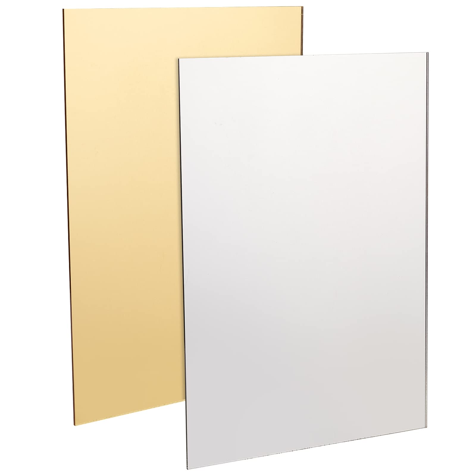 BENECREAT 2 Pack 3mm Thick Acrylic Mirror Sheet with Lamination, Gold and Silver Acrylic Sheet Panels for DIY Craft Projects, Signs, 20x30cm