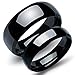 Fate Love His and Her Stainless Steel Pure Black Matching Set Real Love Couples Men Women Wedding Band (A Pair)