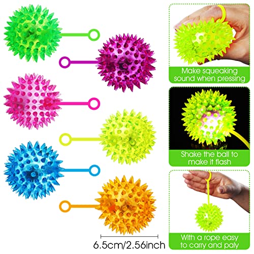 24 Pieces Light up Balls Light up Party Favors Fidget Spiky Toy Stress