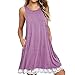 Women Summer Sleeveless Tank Dress Loose Lace Crochet Swing T-Shirt Dress Beach Sundress Purple