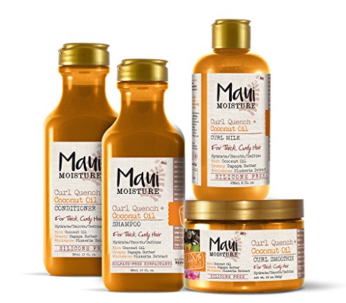 [LIMITED HOLIDAY VALUE SET] MAUI MOISTURE CURL QUENCH COCONUT OIL SHAMPOO (13oz) + CONDITIONER (13oz) + CURL MILK (8oz) + CURL SMOOTHIE (12oz)
