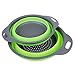 Enkousa Green Collapsible Colander 2 Sets, Kitchen Foldable Silicone Strainer, Environmentally Friendly Non-Toxic Easy to Clean, 2 Sizes Including 8 9.5-Inch