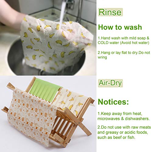 Reusable Beeswax Food Wrap 3 Piece, SKOLOO Bees Wax Paper Wrap, Sustainable Plastic Free Food Storage - 1 Small, 1 Medium, 1 Large, Banana Beeswax Wraps