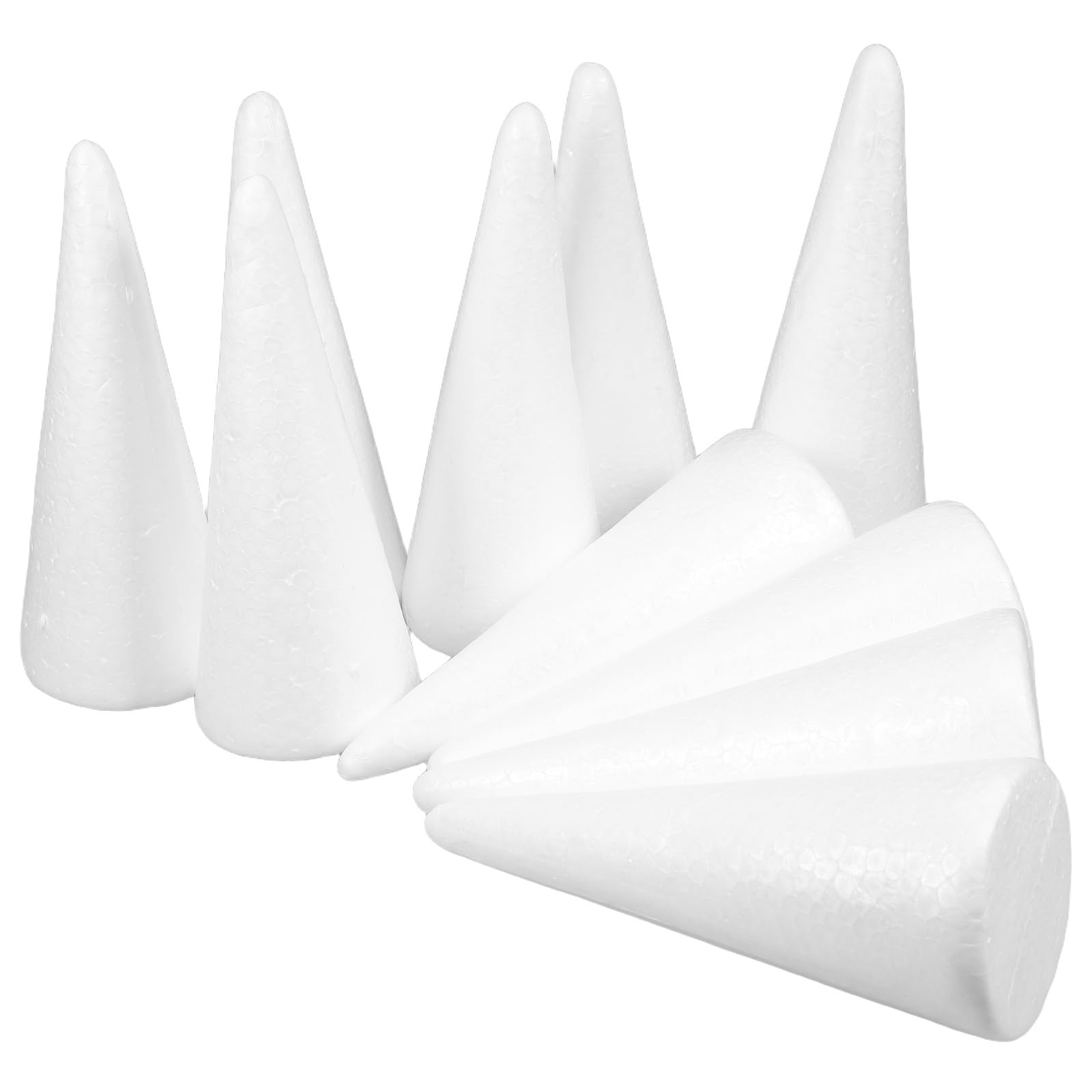 Generic 10Pcs 18. 5CM Polystyrene Cone White DIY Cone Foam Blank Cone Shapes for Modeling Craft DIY, Christmas, Home Decorations