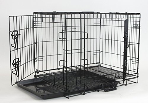 Homey Pet 24″ Two Doors Wire Dog Cage with Tray and Floor Grid (W/Grid, 24″)