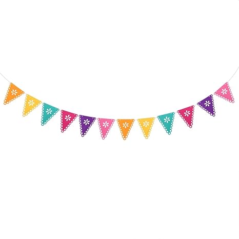 Tendycoco Mexican Bunting Banner Colorful Fiesta Theme Banner