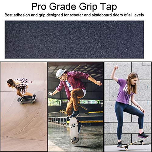 M-jump 2 pcs 33.0" X 9.0" Skateboard Grip Tape Sheets, Bubble Free Waterproof Black Scooter Grip Tapes, Longboard Griptape, Sandpaper for Rollerboard, Stairs, Pedal, Pistol, Wheelchair - Thumbnail 5