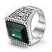 Boho Jewelry Mens Stainless Steel Cz Ring Vintage Large Charming Gemstone Band (10)