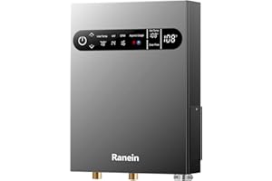 Ranein Electric Tankless Water Heater, 14kW 240V on Demand Instant Endless Water Heater with LED Temperature Display for Residential Whole House Shower, Space Saving