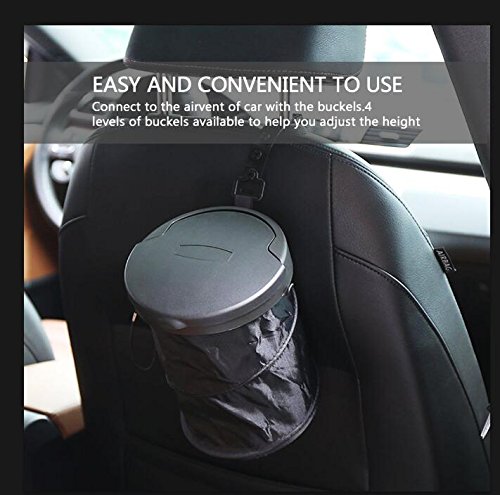 Car Trash Can Portable Folding Garbage Can for Vehicle - Collapsible Pop-up Trash Bin with Cover, BOBOTATA Universal Traveling Car Trash Bag (Black)