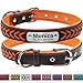 Vcalabashor Custom Leather Collar,Personalized Engraved Dog Collar with Stainless Steel On Collar Nameplate,Orangethumb 1