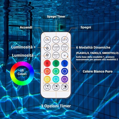LyLmLe Hottub 2 Pack Rechargeable LED Spotlight RGBW IP68 Waterproof with Remote Control, Up to 40 Hours, 15 cm Magnetic Underwater Lights for Off-Ground Pools