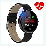kingkok Colorful OLED Screen Dynamic Heart Rate and Blood Pressure Watch with Pedometer Calories Counter Sleep Monitor Band Waterproof Fitness Tracker Smart Bracelet [Black]