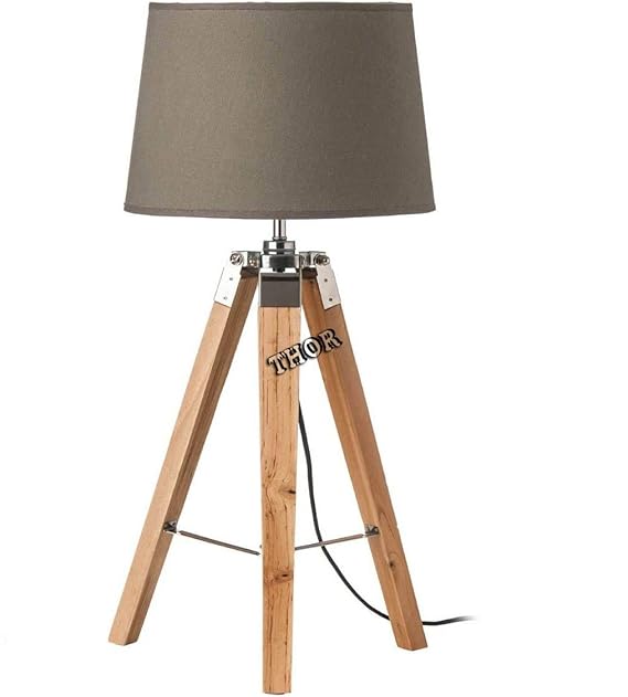 Buy Bedside Table Lamps Wooden Tripod Table Lamps, Chrome Finish