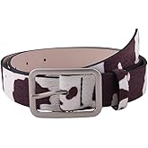 YALLNASL Western Cow Print Belts for Women Girls Cowgirl Y2k Belt for Skirt Jeans Vintage Party Outfit for Halloween Costumes