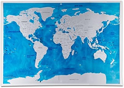 Scratch Off World Map Poster Plastic Ocean Edition With US States Wall Decor, Include Scratch Pen Brush For Free, Perfect Christmas World Travelers Gifts