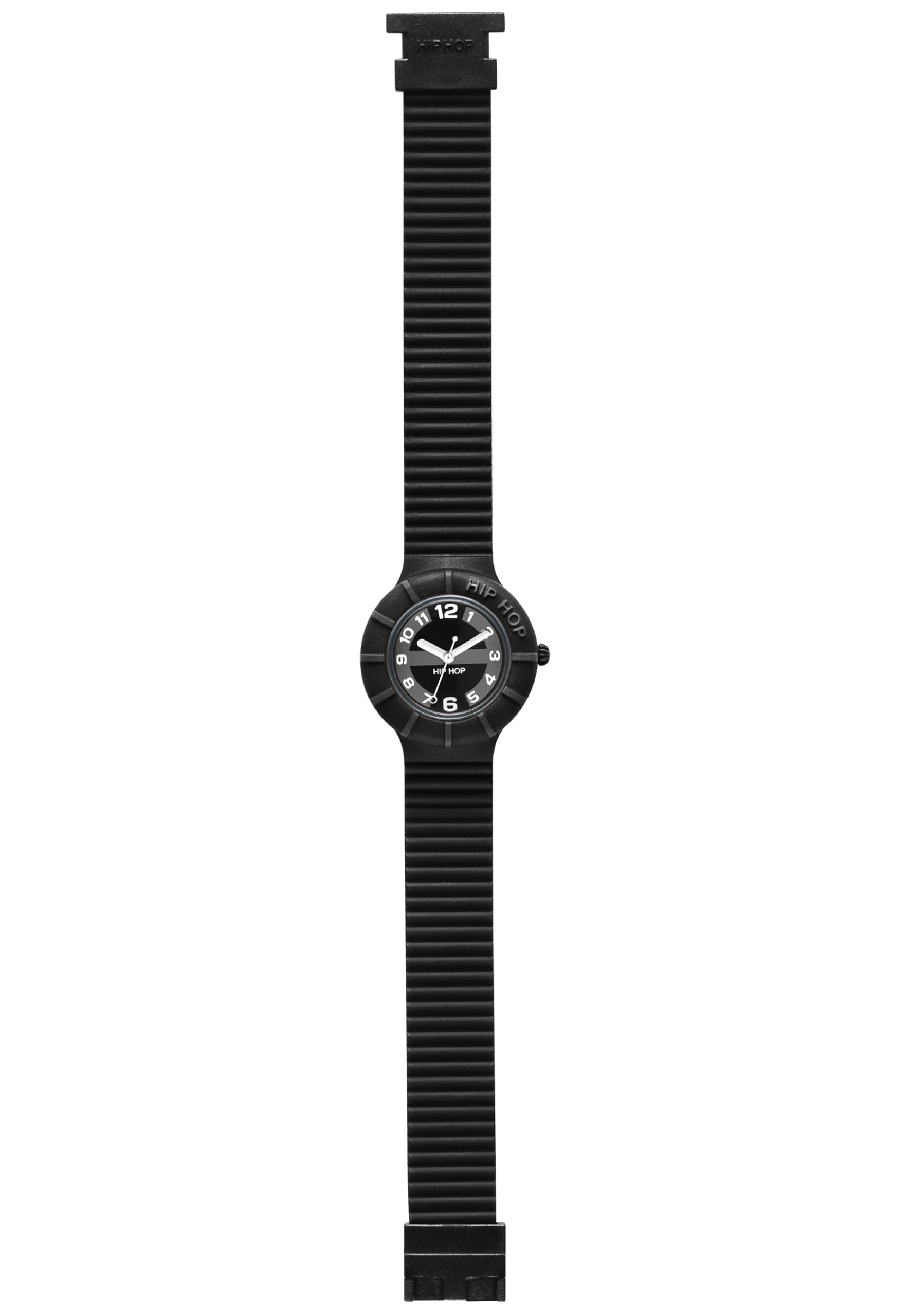 Hip Hop Unisex Numbers Collection Watch Collection with Logo Black dial 3 Hands Quartz Movement and Silicon Black Strap HWU0128