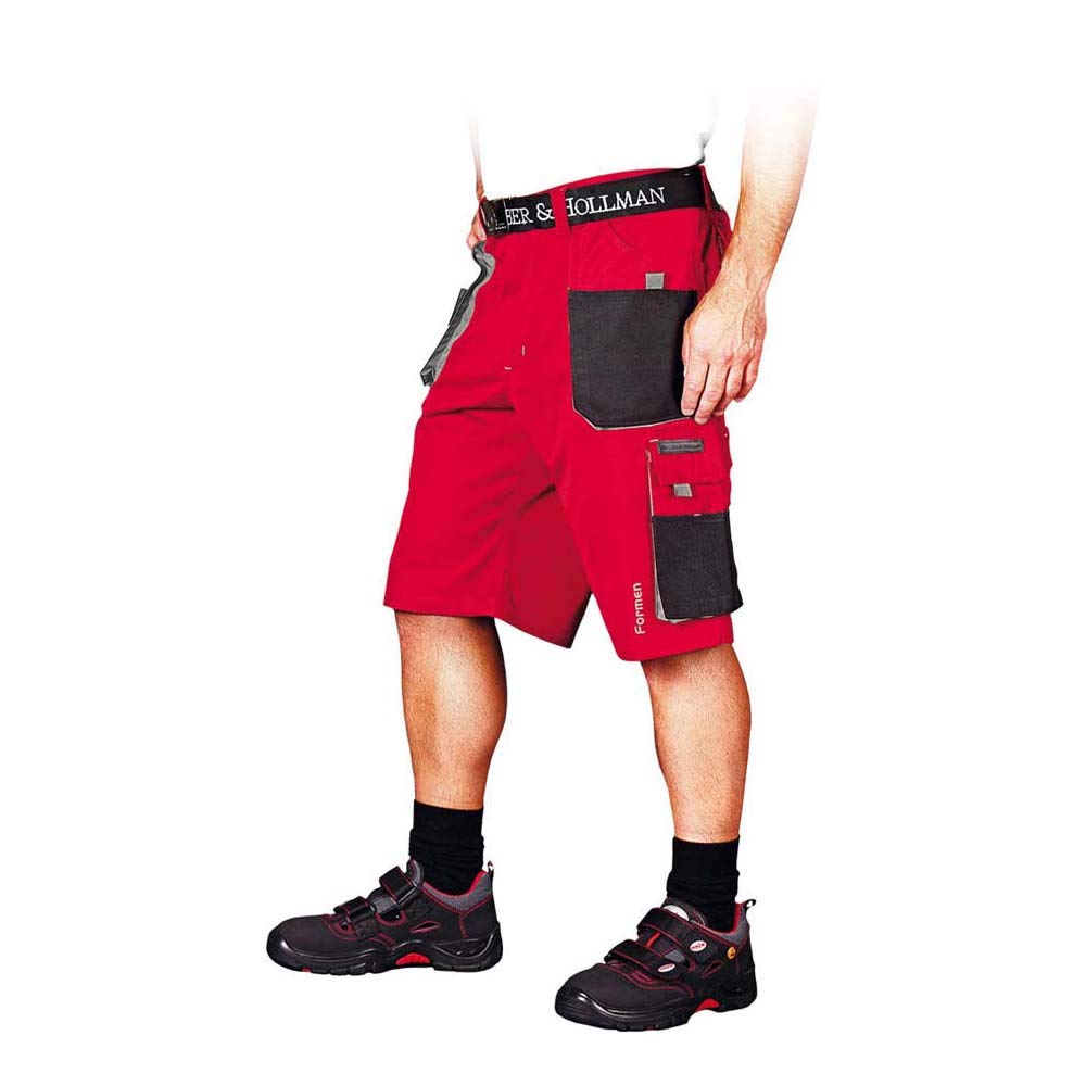 Leber&Hollman LH-FMN-TS_CBSL Formen Protective Short Trousers, Red-Black-Grey, L Size