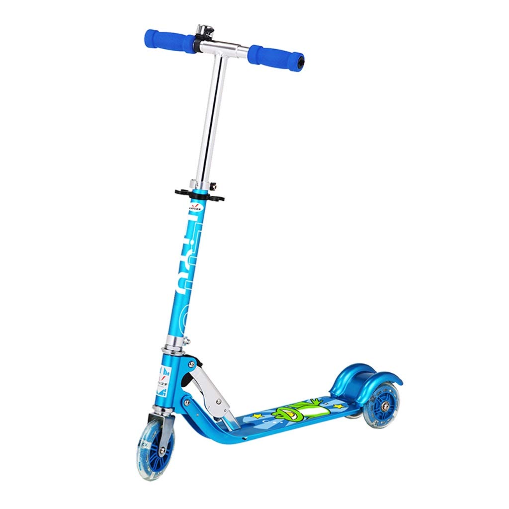 激安特価 3輪折りたたみ式子供用キックスクーター Ledライト付き子供用スクーター 男の子と女の子用の高さ調節可能キックスクーター リアフェンダーブレイク 色 青 青 B07qqtfyxv 正規品 Firstcity Edu My