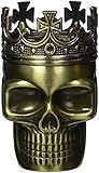 1 X Fab Detailed Crowned King Skeleton Skull Design Novelty Metal Spice Grinder Pollen Screen by Astra Depot