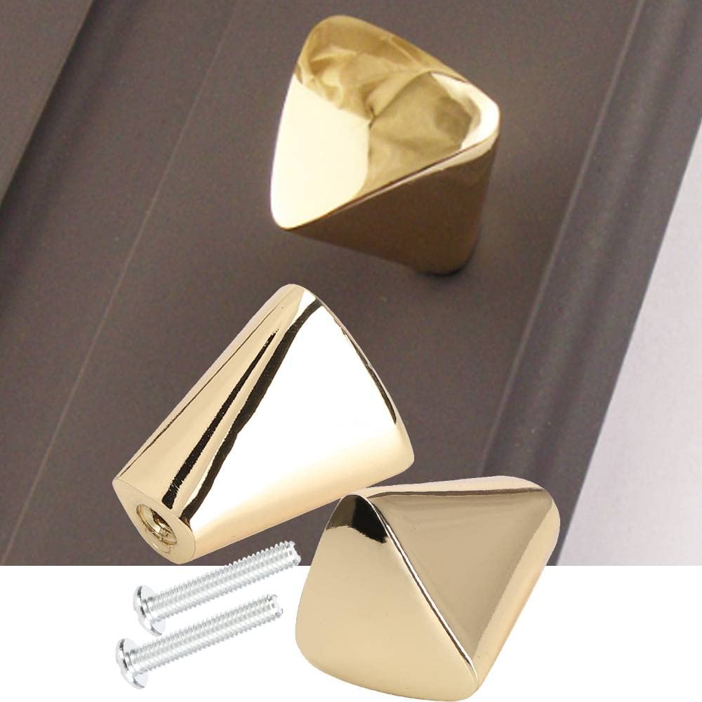 Fydun 2 Sets Drawer Handles, Cabinet Knobs Modern Gold Zinc Alloy Pull Handle with Screw for Wardrobe Drawer Kitchen Cupboard Door