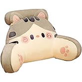 Luxmars Reading Pillow for Kids/Teens/Adults, Back Pillow for Bed Backrest with Arms, Bed Rest Pillow with Detachable Neck Roll for Sitting in Bed or Couch for Watching TV/Gaming/Relaxing