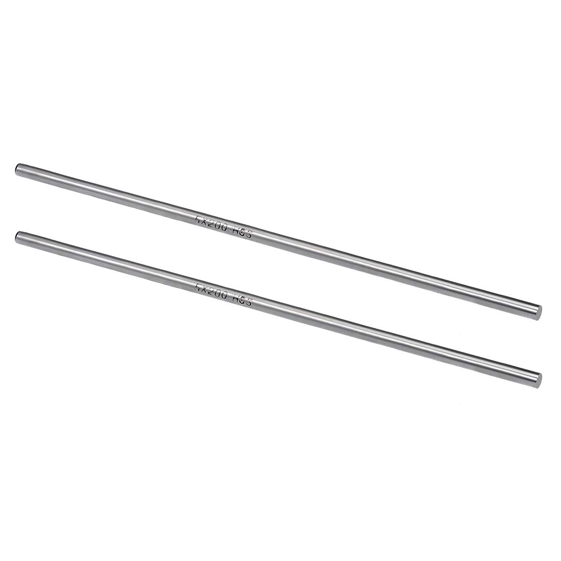 sourcing map Round Steel Rod, 5mm HSS Lathe Bar Stock Tool 200mm Long, for Shaft Gear Drill Lathes Boring Machine Turning Miniature Axle, Cylindrical Pin DIY Craft Tool, 2pcs