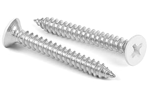 #8 x 1-1/4" Flat Head Wood Screw, Sheet Metal Screws, Stainless Steel 18-8 (304), White Head, 100 PCS