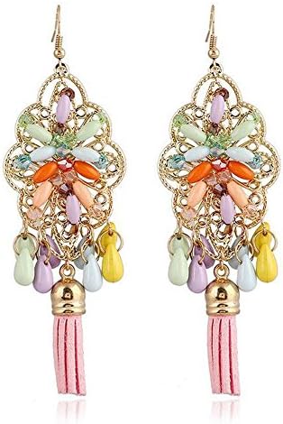 Luck Wang Lady's Exaggerated Fashion Color Crystal Earrings