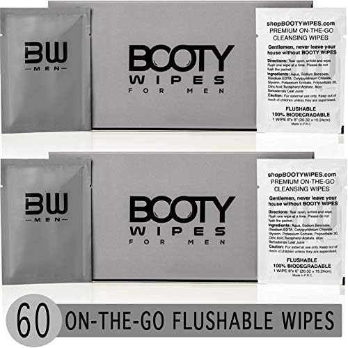 100 Pack Flushable Travel Wipes For Men — Individually Wrapped, Aloe Vera Scented, On-the-Go Freshness