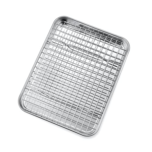 Inch Toaster Oven Pan with Rack Set, P&P CHEF Stainless Steel
