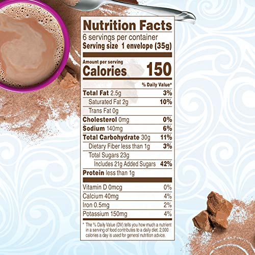 SWISS MISS NON-DAIRY CHOCOLATE FLAVORED HOT COCOA MIX, 1.23 OZ 6 CT