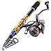 Sougayilang Fishing Rod with Reel Combo H-Shark, Telescopic Spinning Travel Portable Bass Fishing Gear Kits (5.9FT+WQ2000)