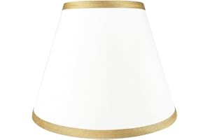 Urbanest Coolie Hardback Lampshade, Faux Silk, 5-inch by 9-inch by 7-inch, Off White with Gold Trim, Spider Washer Fitter