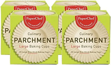 4 Pack of 60 PaperChef Culinary Parchment Large Baking Cups bundled by Maven Gifts