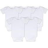 Burt's Bees Baby Bodysuits, Short Sleeve and Long Sleeve One-Pieces, 100% Organic Cotton, Pack of 5