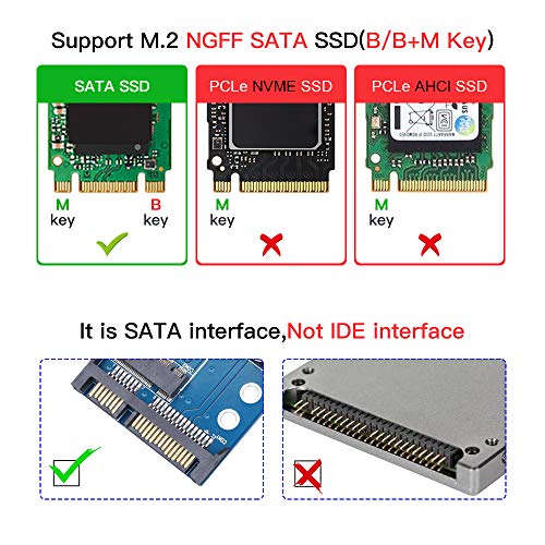 M.2 NGFF to SATA Adapter Card 22-Pin SATA III for NGFF M.2 SATA Converter Based Key B/B + M 2230 2242 2260 2280mm SSD Super Speed 6Gbps Transfer for Laptop Desktop