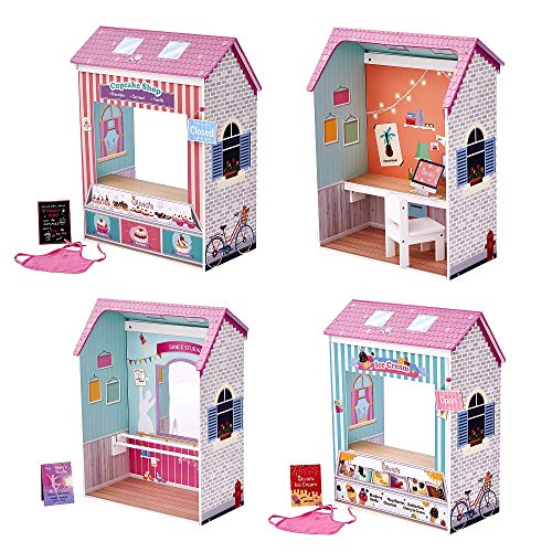 Olivia's Little World - Olivia's Classic 18 inch Doll Convertible Wooden 4-in-1 Play House/ Dollhouse | 4 Scenes with Accessories