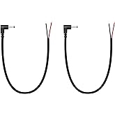 DC Power Pigtail Cable, 2-Pack 3.5mm x 1.35mm 90 Degree Right Angle DC Barrel Male Plug Jack Connector to Bare Wire Power Supply Adapter Repair Cord for CCTV Surveillance Security Camera LED Strip