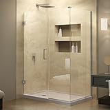 DreamLine Unidoor Plus 34 3/8 in. D x 46 in. W, Frameless Hinged Shower Enclosure, 3/8