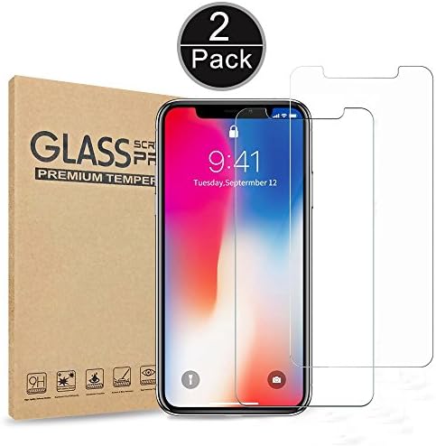 iPhone X Screen Protector Glass(2-Pack), Mangotek Tempered Glass Screen Protector with 9H 2.5D Arc Edges 99% Transparency Easy Installation for Apple iphone X/10 5.8-inch Released Version(Clear)