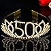 Frcolor Birthday Tiara, Rhinestone 50th Birthday Crowns Happy 50th Birthday (Gold)