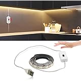 WeiHong Luces LED USB para debajo del gabinete con onda manual, iluminación debajo de la encimera, barra de luz debajo del escritorio, activada por ondas manuales, Plug and Play, tira de luz suave