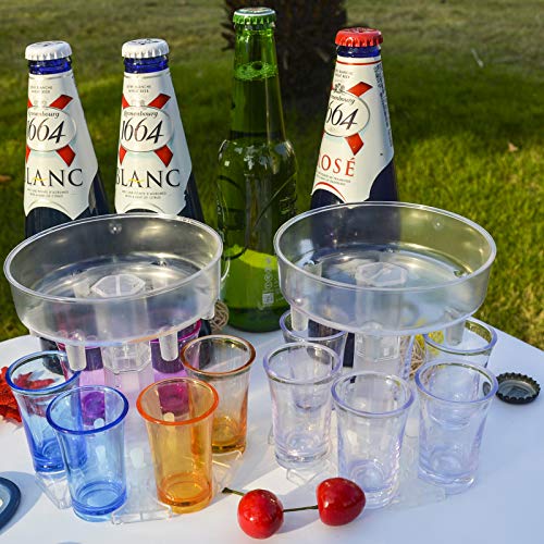 6 Shot Glass Dispenser And holder,Shots Dispenser Six Ways,Dispenser for Filling Liquids,Bar Shot,Cocktail Dispenser,Dispenser with Slogan,Drinking Games Wine Dispenser (transparent colourful cups)