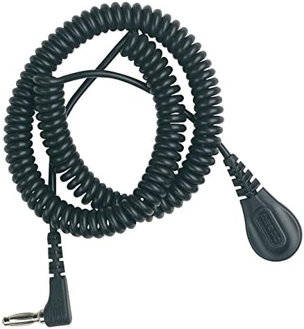 91095 Coiled Ground Cord, 4 mm Socket, 6', Right Angle Banana Plug, with Resistor