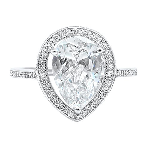Halo teardrop pear simulated morganite cubic zirconia b…