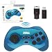 Retro-Bit Official Sega Saturn 2.4 GHz Wireless Controller 8-Button Arcade Pad for Sega Saturn, Sega Genesis Mini, Nintendo Switch, PS3, PC, Mac - Includes 2 Receivers & Storage Case - Clear Blue primary